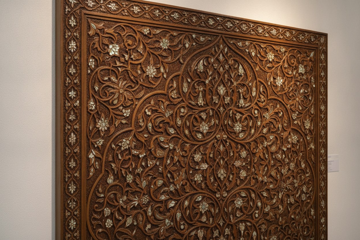 Konak salonu için sedef kakmalı hatai desenli büyük tavan / duvar panosu
